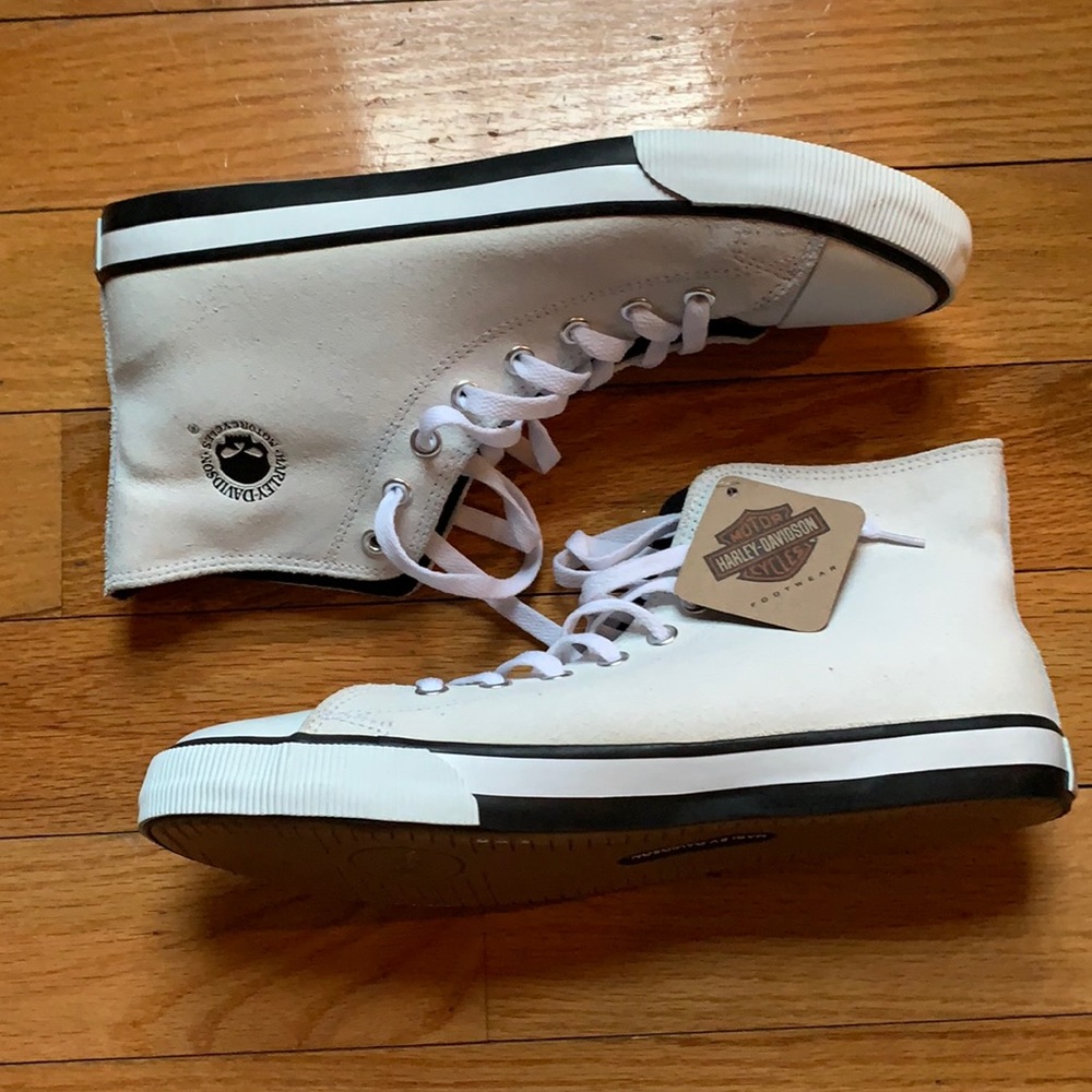 Harley Davidson white high top lace up sneakers